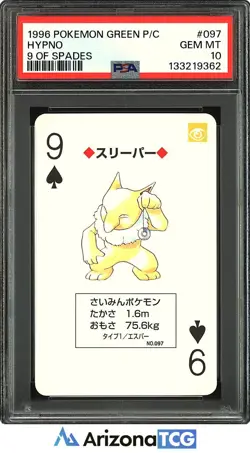 Pokemon 1996 Hypno 097 9 Of Spades Pokemon Green Playing Card Japanese PSA 10 - Image 1