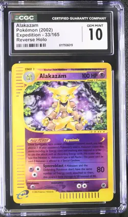 CGC 10 GEM MINT Alakazam 2002 Expedition 33/165 Reverse Holo Pokemon Card - Image 1