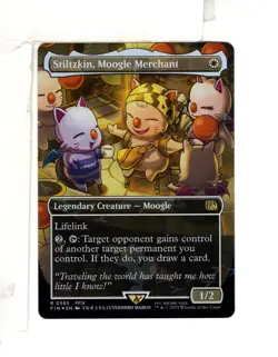 MTG SkeenAB Stiltzkin Moogle Merchant BORDERLESS CHOCOBO TRACK FOIL from FIN. NM - Image 1