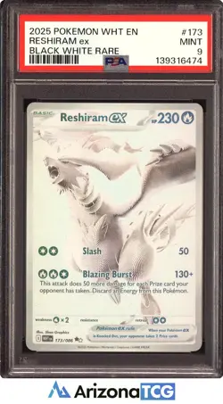 Pokemon 2025 Reshiram EX 173/086 Black White Rare White Flare PSA 9 - Image 1