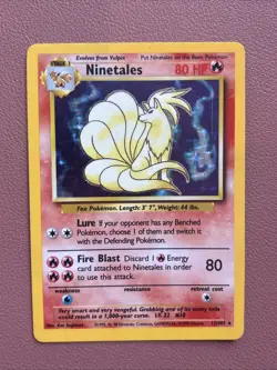 Pokemon TCG Ninetales Holo Rare Unlimited 12/102 Base Set Vintage MP / LP - Image 1