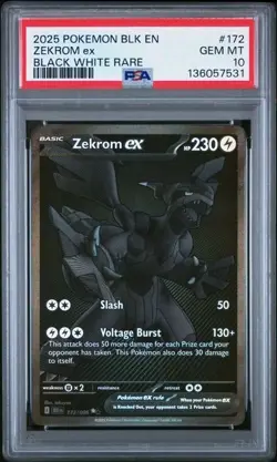 Pokemon Zekrom Ex 2025 Black Bolt #172 Black White Rare PSA 10 - Image 1
