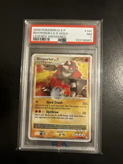 Pokemon Rhyperior LV.X 145/146 Legends Awakened Ultra Rare Holo PSA 7 2008 - Image 1