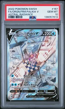 POKEMON 2022 FA/ORGN.FRM.PALKIA V SWORD & SHIELD ASTRAL RADIANCE #167 PSA 10 - Image 1