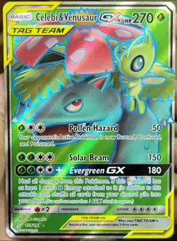 2019 POKEMON SUN & MOON TEAM UP #159 FULL ART/CELEBI & VENUSAUR GX - Image 1