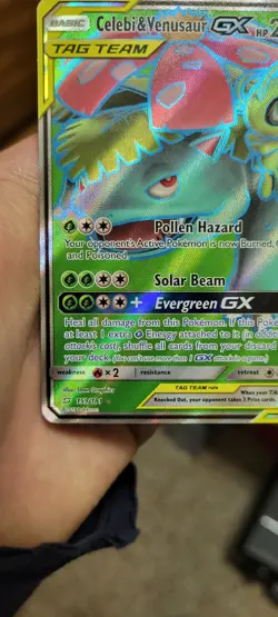 2019 POKEMON SUN & MOON TEAM UP #159 FULL ART/CELEBI & VENUSAUR GX - Image 3