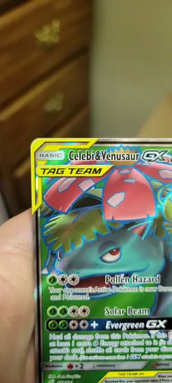2019 POKEMON SUN & MOON TEAM UP #159 FULL ART/CELEBI & VENUSAUR GX - Image 4