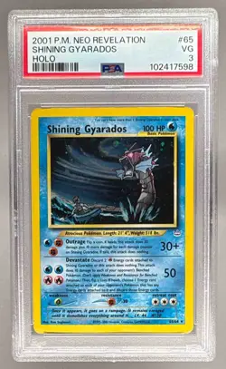 102417598 Shining Gyarados 2001 Pokemon Neo Revelation #65 Holo PSA 3 - Image 1
