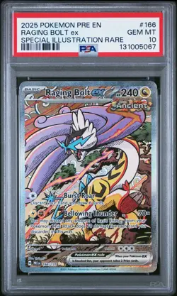 POKEMON 2025 RAGING BOLT ex PRISMATIC EVOLUTIONS #166 PSA 10 - Image 1