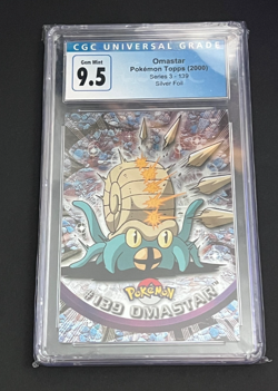 2000 Topps Pokemon TV #139 Omastar Foil Animation Series 3. CGC Old label. 9.5 - Image 1