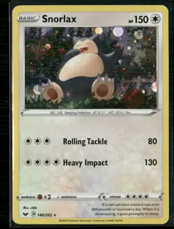 2020 Pokemon Sword & Shield LP Snorlax #140/202 Cosmos Holo Rare A - Image 1