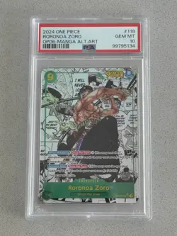 2024 ONE PIECE #OP06-118 RORONOA ZORO MANGA ALTERNATE ART PSA 10 - Image 1