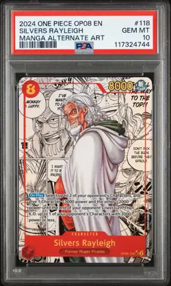 2024 OP-08 One Piece EN Manga Alternate Art Silvers Rayleigh PSA 10 - Image 1