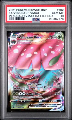 Pokemon TCG Venusaur VMAX SWSH 102 Black Star Promo PSA 10 Full Art English Card - Image 1