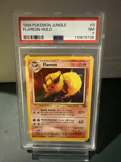 Pokemon TCG 1999 Flareon Holo Rare Card 3/64 Jungle Set PSA 7 - Image 1