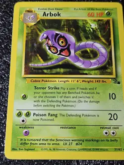 ARBOK - 31/62 - 1st Edition Fossil - Uncommon - Pokemon Card - NM/MINT - Image 1
