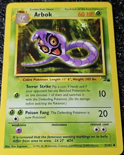 ARBOK - 31/62 - 1st Edition Fossil - Uncommon - Pokemon Card - NM/MINT - Image 2