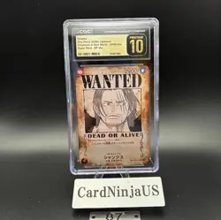 CGC PRISTINE 10 Shanks OP09-004 Wanted Emperors in the New World ONE PIECE Card - Image 1