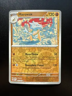 FREE SHIPPING Marowak 105/165 Reverse Holo Pokemon Card - Image 1