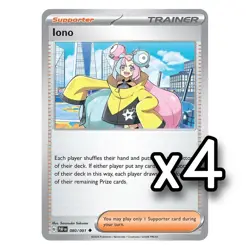 4x Iono 080/091 Paldean Fates English Pokemon Card Non Foil Playset x4 - Image 1
