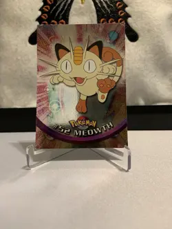 Topps Pokemon 1999 #52 Meowth Blue Logo Holo - Image 1