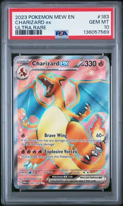 POKEMON 2023 CHARIZARD ex MEW EN-151 #183 PSA 10 - Image 1
