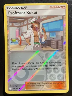 Professor kukui 128/149 Pokemon Sun & Moon Reverse Holo Uncommon Trainer TCG LP - Image 1