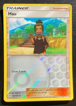 Hau 120/149 Pokemon Sun & Moon Reverse Holo Uncommon Trainer TCG LP - Image 1