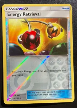 Energy Retrieval 116/149 Pokemon Sun & Moon Reverse Holo Uncommon Trainer TCG LP - Image 1
