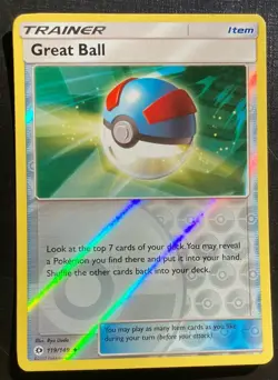 Great Ball 119/149 Pokemon Sun & Moon reverse Holo trainer TCG LP - Image 1