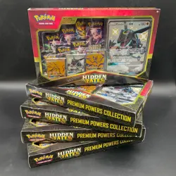 Lot of (5) Pokemon TCG Hidden Fates Premium Powers Collection Boxes - Image 1