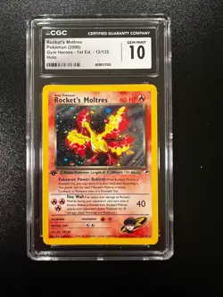 2000 Rocket's Moltres #12/132 Holo (1st Edition) CGC 10 Pokemon Gym Heroe - Image 1