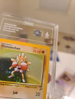 1999 POKEMON BASE SET 2 #8/130 HITMONCHAN-HOLO TAG 6 NM SWIRL - Image 2