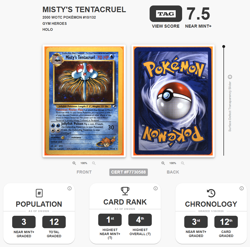 2000 POKEMON GYM HEROES MISTY'S TENTACRUEL HOLO TAG 7.5 SWIRL 10/132 - Image 1