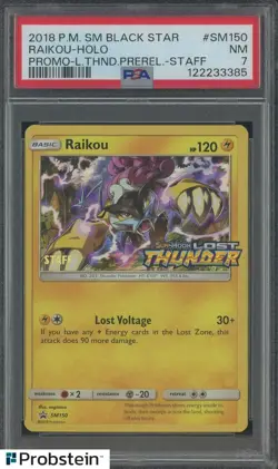2018 Pokemon SM Black Star Promo BSP Staff #SM150 Raikou Holo PSA 7 NM - Image 1