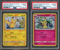 PSA 9 PIKACHU MIMIKYU SET OF 2 BLACK STAR PROMO SUN & MOON SM162 SM163 POKEMON - Image 1