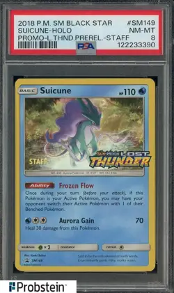 2018 Pokemon SM Black Star Promo BSP Staff #SM149 Suicune Holo PSA 8 NM-MT - Image 1