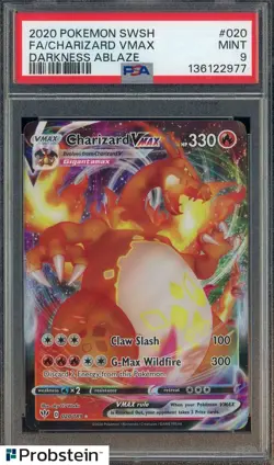 2020 Pokemon SWSH Darkness Ablaze #020 Full Art Charizard VMAX PSA 9 MINT - Image 1
