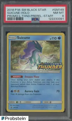 2018 Pokemon SM Black Star Promo BSP Staff #SM149 Suicune Holo PSA 8 NM-MT - Image 1