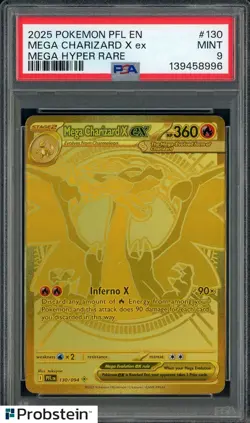 2025 Pokemon PFL EN Mega Hyper Rare #130 Mega Charizard X EX PSA 9 MINT - Image 1