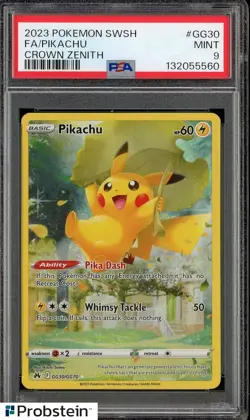 2023 Pokemon SWSH Crown Zenith #GG30 Pikachu Fa PSA 9 MINT - Image 1