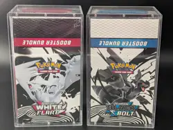 2x Pokemon SV10.5 Black Bolt White Flare Sealed Booster Bundle Display W/Acrylic - Image 1