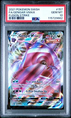 POKEMON 2025 GENGAR VMAX SWORD & SHIELD FUSION STRIKE #157 PSA 10 - Image 1
