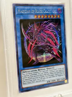 Yu-Gi-Oh Magician of Black Chaos Max Secret PSA 8 Near Mint Gold Sarcophagus Tin - Image 2