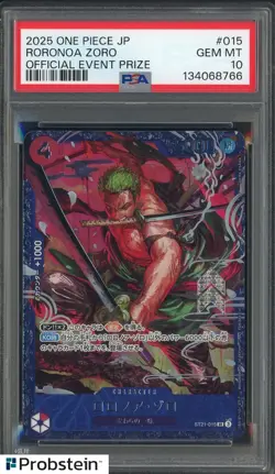 2025 One Piece Japanese Official Event Prize #015 Roronoa Zoro PSA 10 GEM MINT - Image 1
