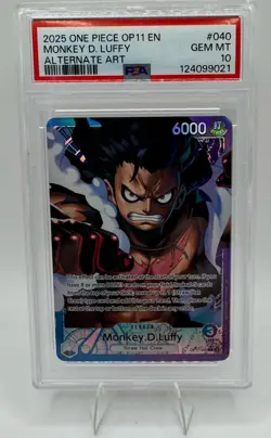 One Piece 2025 Monkey D. Luffy OP11-040 Alternate Art OP11 GEM MINT PSA 10 - Image 1