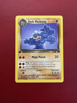 Machamp 27/82 1st Edition Non Holo Rare Team Rocket Pokemon Card DMG - Image 1