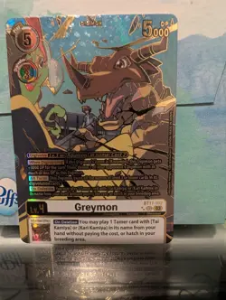 Greymon (facing left) BT17-102 SEC Rare Pull Digimon Card Game Japanese - Image 1