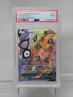 Unown V Full Art PSA 9 Mint – Silver Tempest #177 Pokemon Card - Image 1