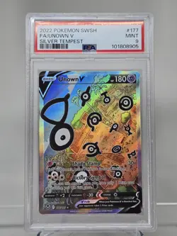 Unown V Full Art PSA 9 Mint – Silver Tempest #177 Pokemon Card - Image 3